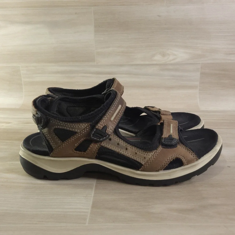 ECCO Yucatan Sandals Mens 41 Brown Leather Hiking Sport Walking 069564